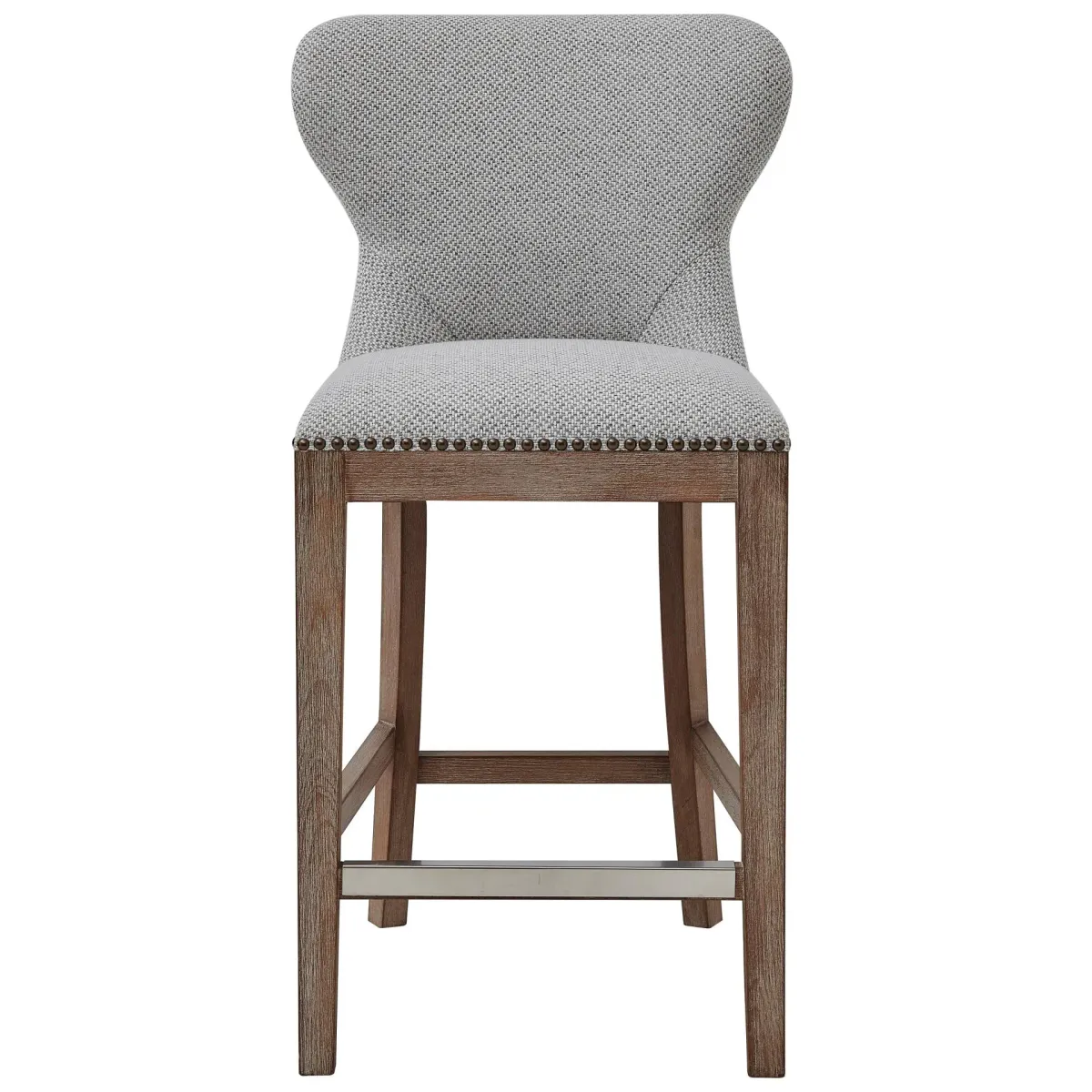 Dorsey Fabric Counter Stool Drift Wood Legs, Cardiff Gray