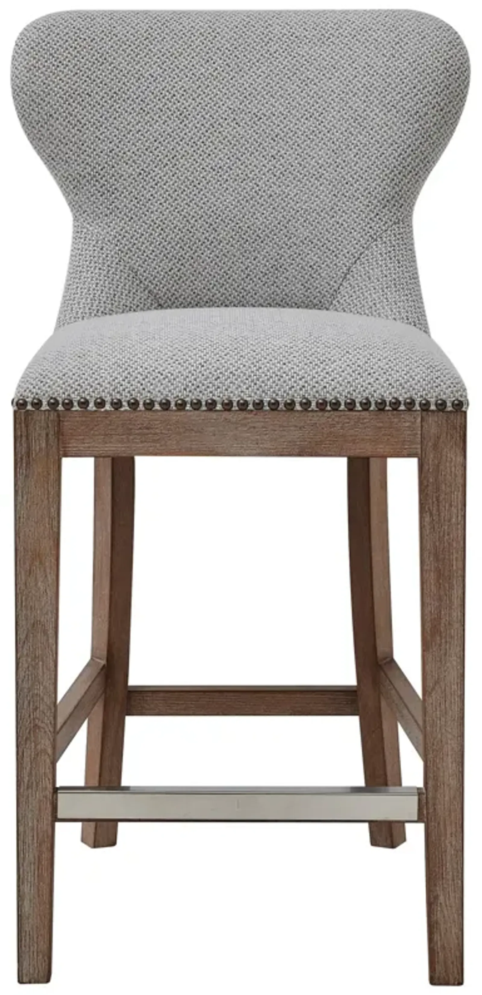 Dorsey Fabric Counter Stool Drift Wood Legs, Cardiff Gray