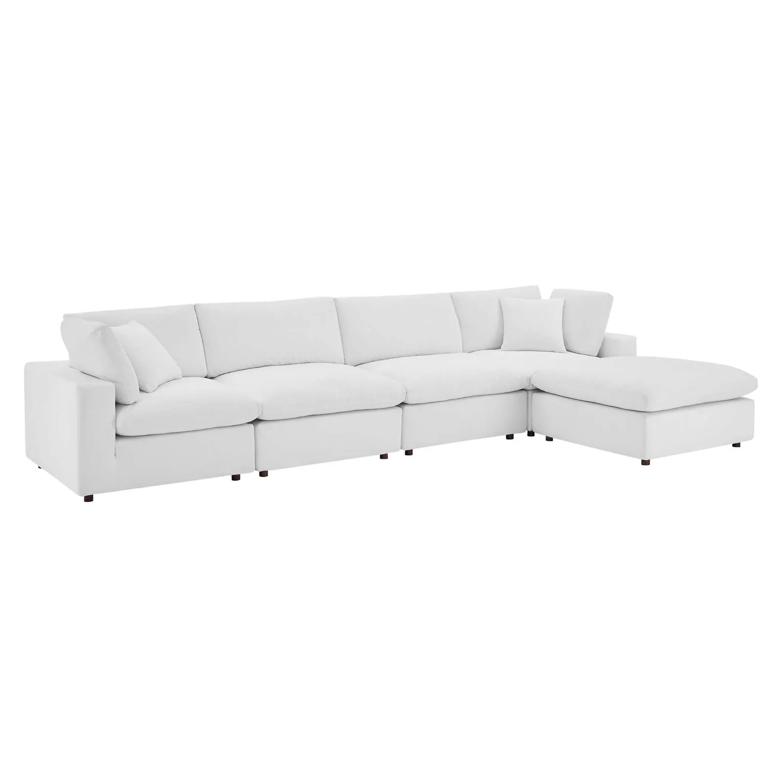 Commix Down Filled Overstuffed Performance Velvet 5-Piece Sectional Sofa