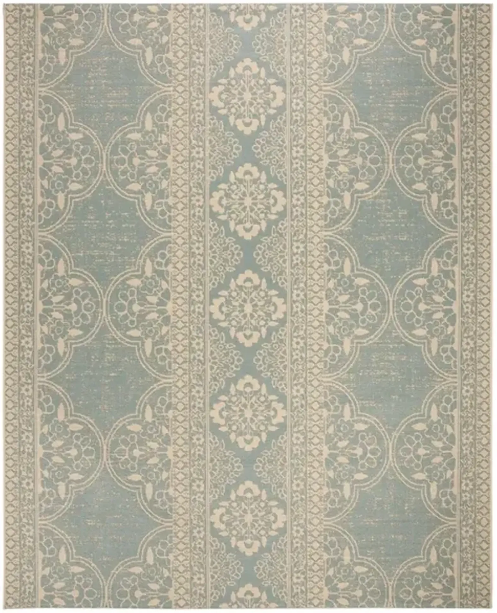 LINDEN 174 Collection LND174L-9 Cream / Aqua 9' X 12'