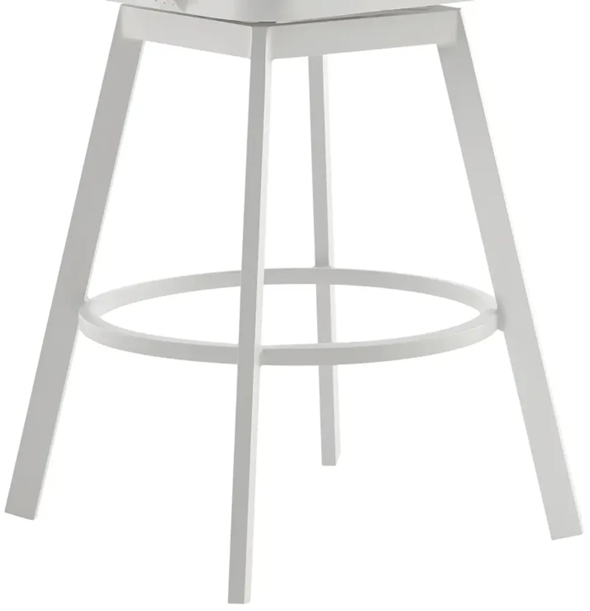 Hazel Outdoor Patio Swivel Bar Stool in Aluminum with Teak Wood and Argent Gray Cushion