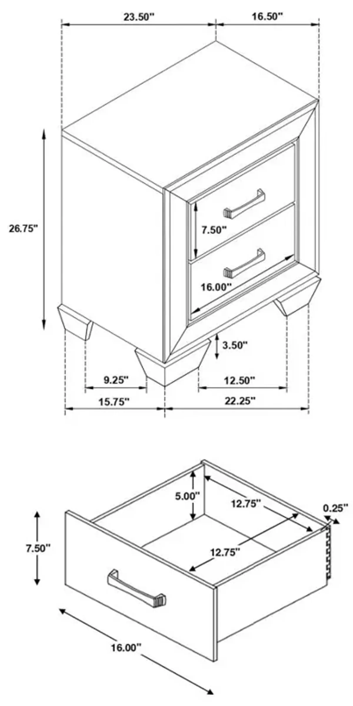 Kauffman 2-drawer Nightstand Dark Cocoa