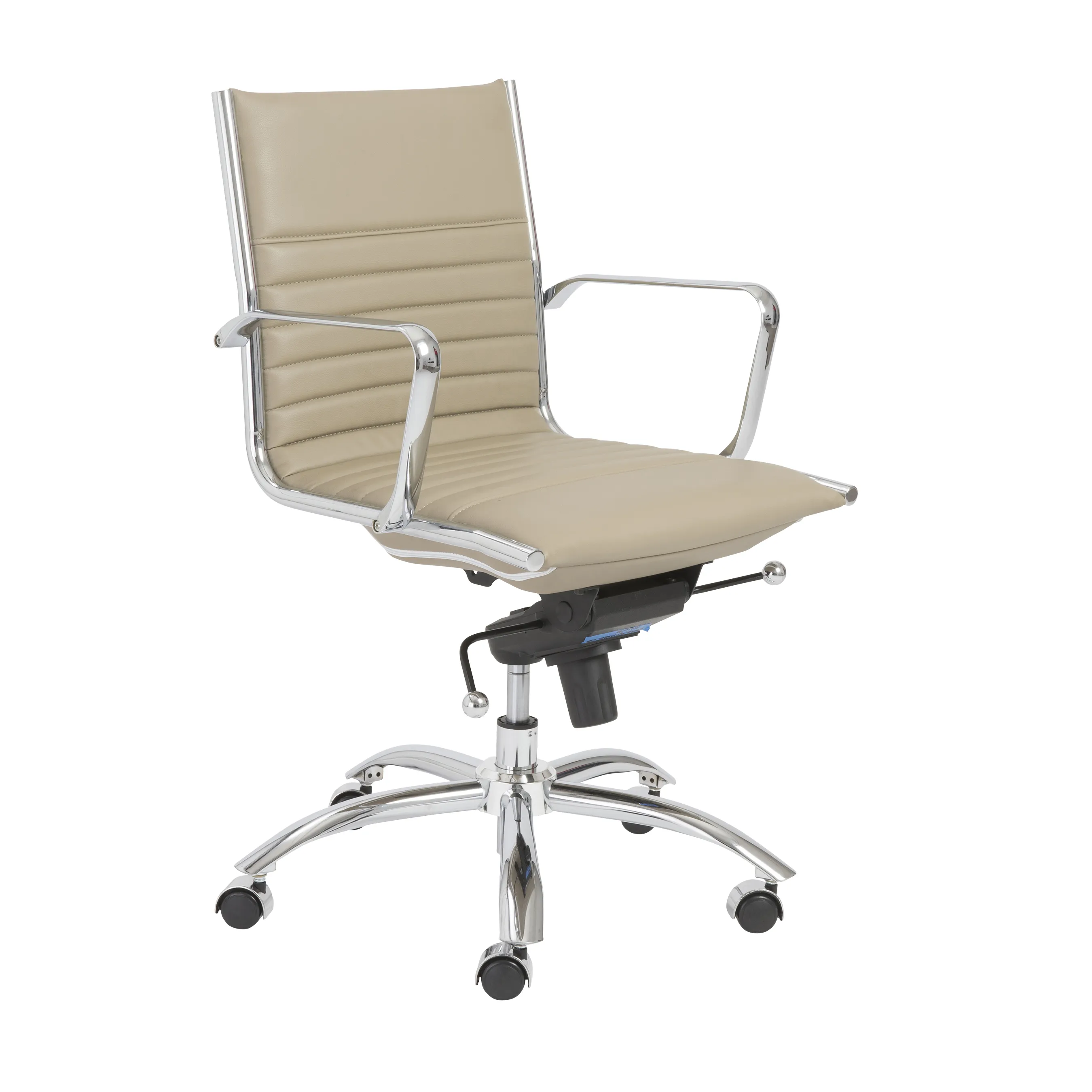 Dirk Low Back Office Chair in Taupe with Chromed Steel Base