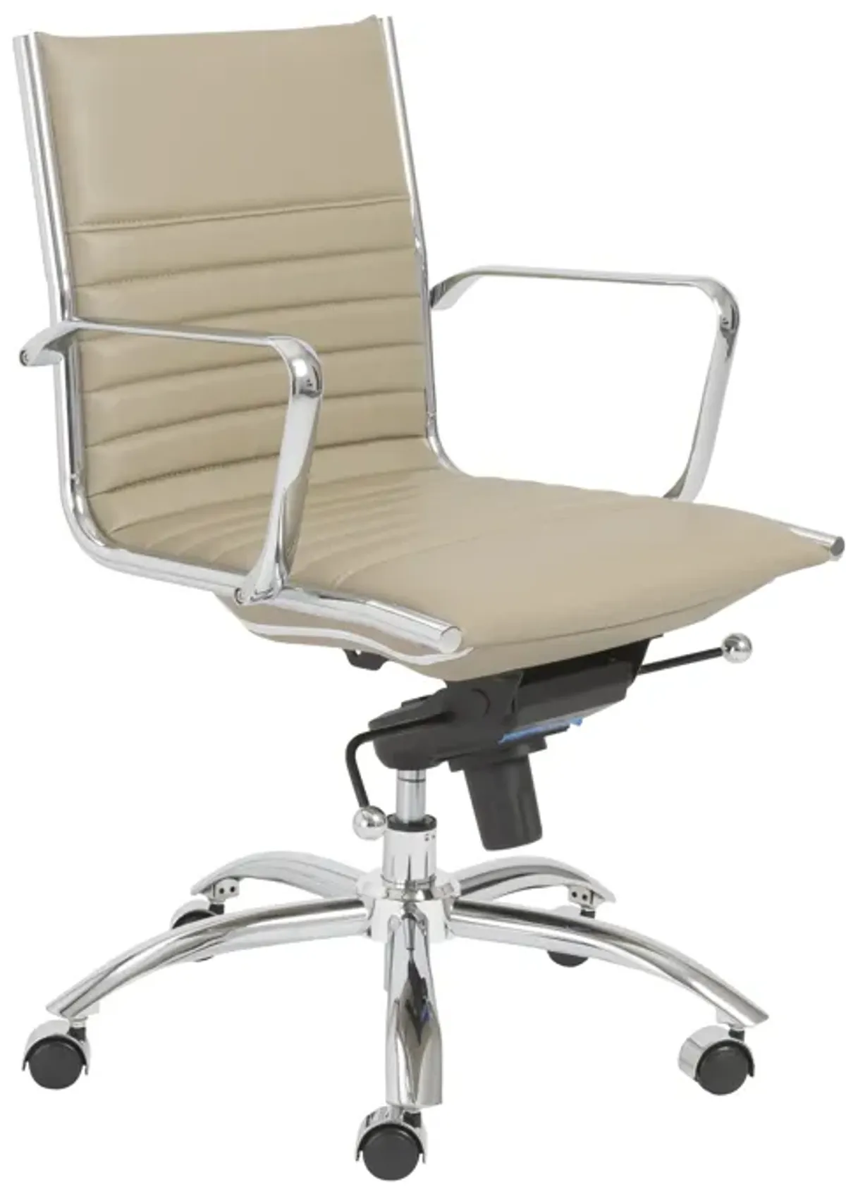 Dirk Low Back Office Chair in Taupe with Chromed Steel Base