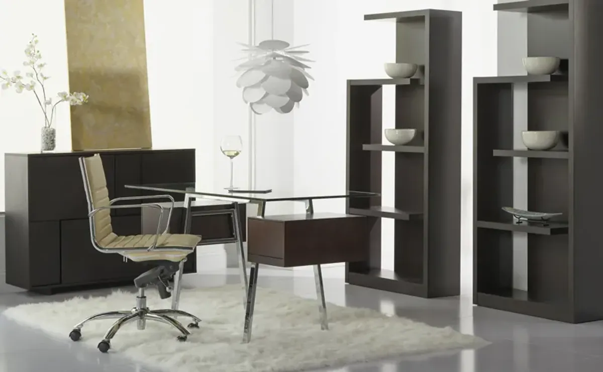 Dirk Low Back Office Chair in Taupe with Chromed Steel Base