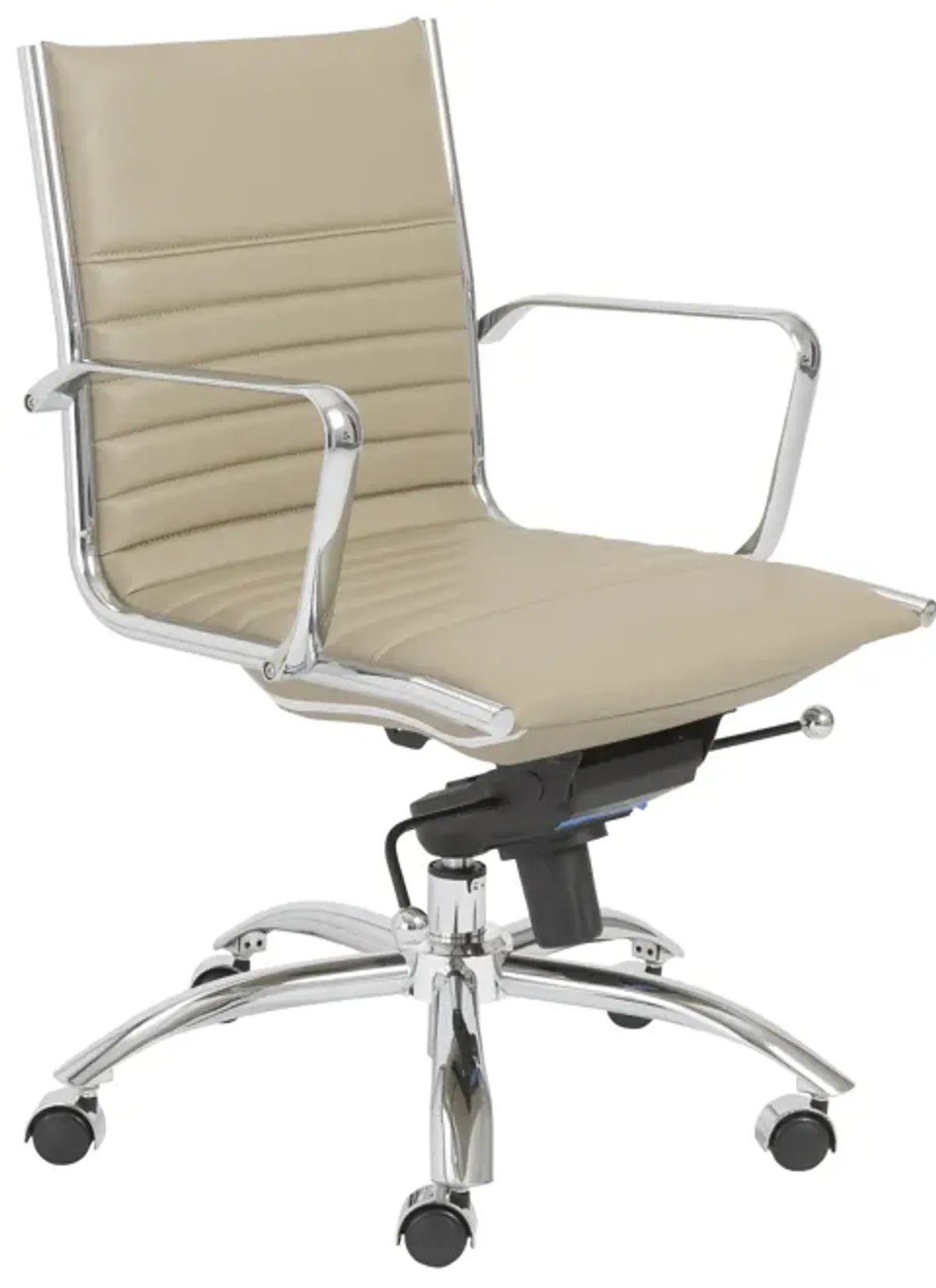 Dirk Low Back Office Chair in Taupe with Chromed Steel Base