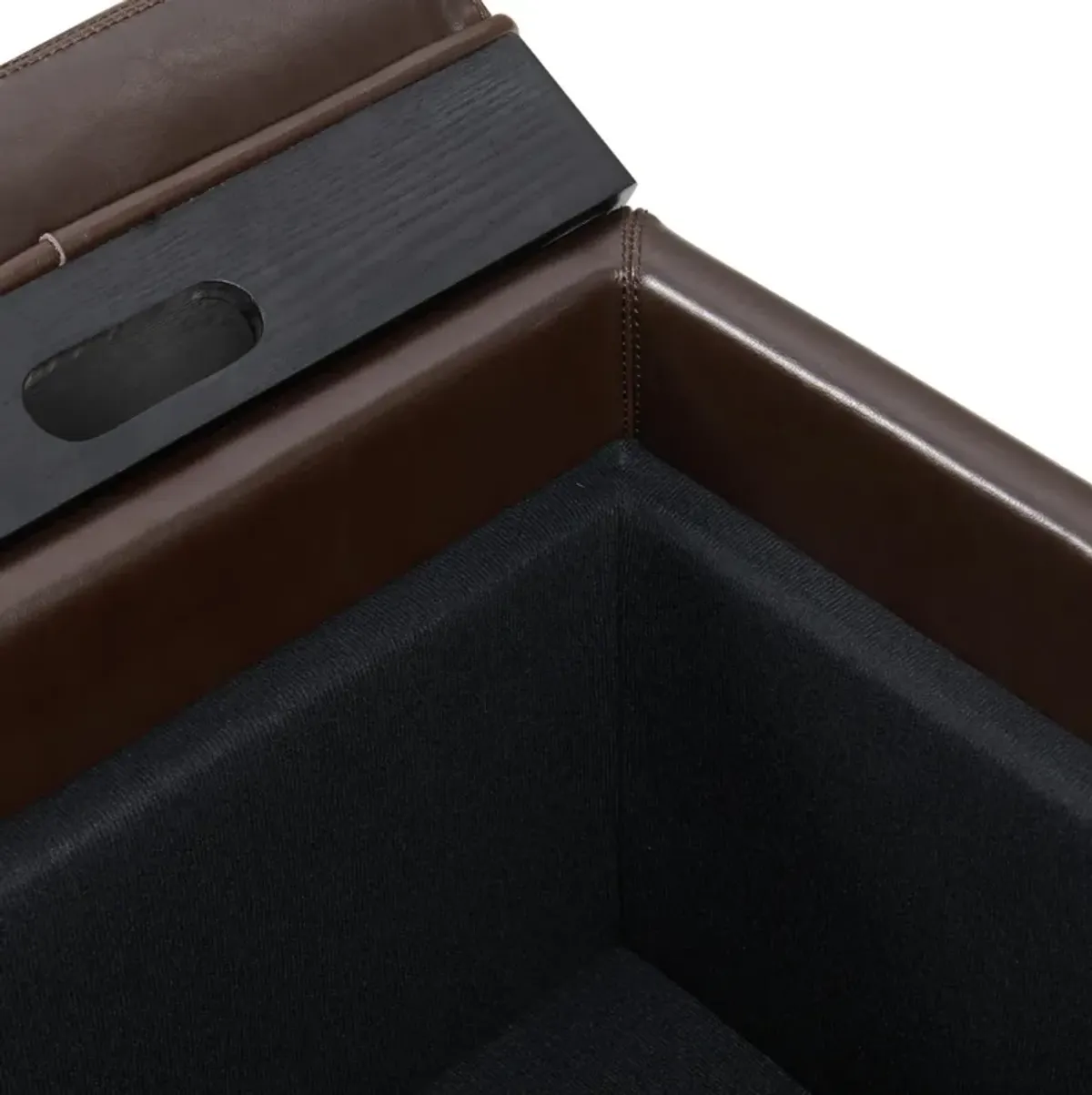 cameron square leather storage ottoman w/ tray, brown