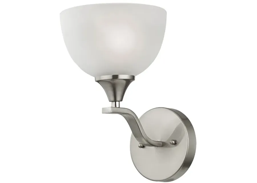 Bristol Lane 1-Light Vanity Light in Brushed Nickel with White Glass