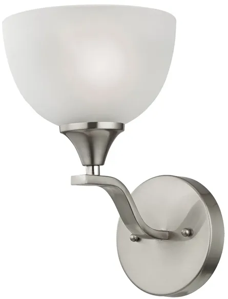 Bristol Lane 1-Light Vanity Light in Brushed Nickel with White Glass