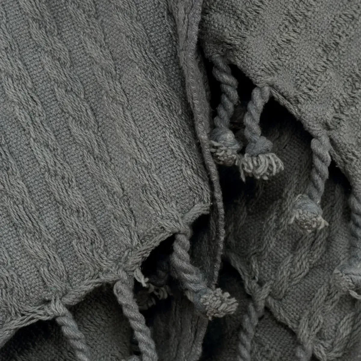 Cable Knit Gray Throw