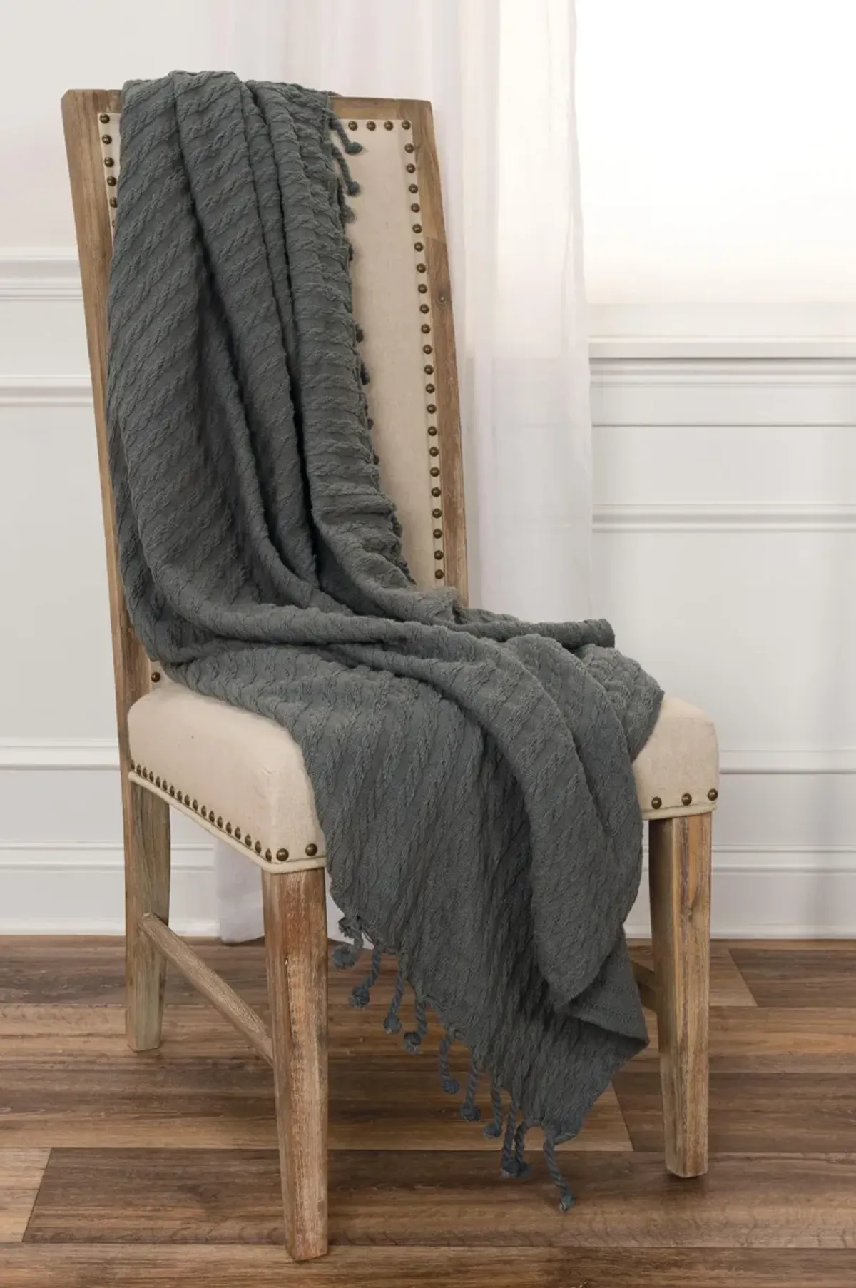 Cable Knit Gray Throw