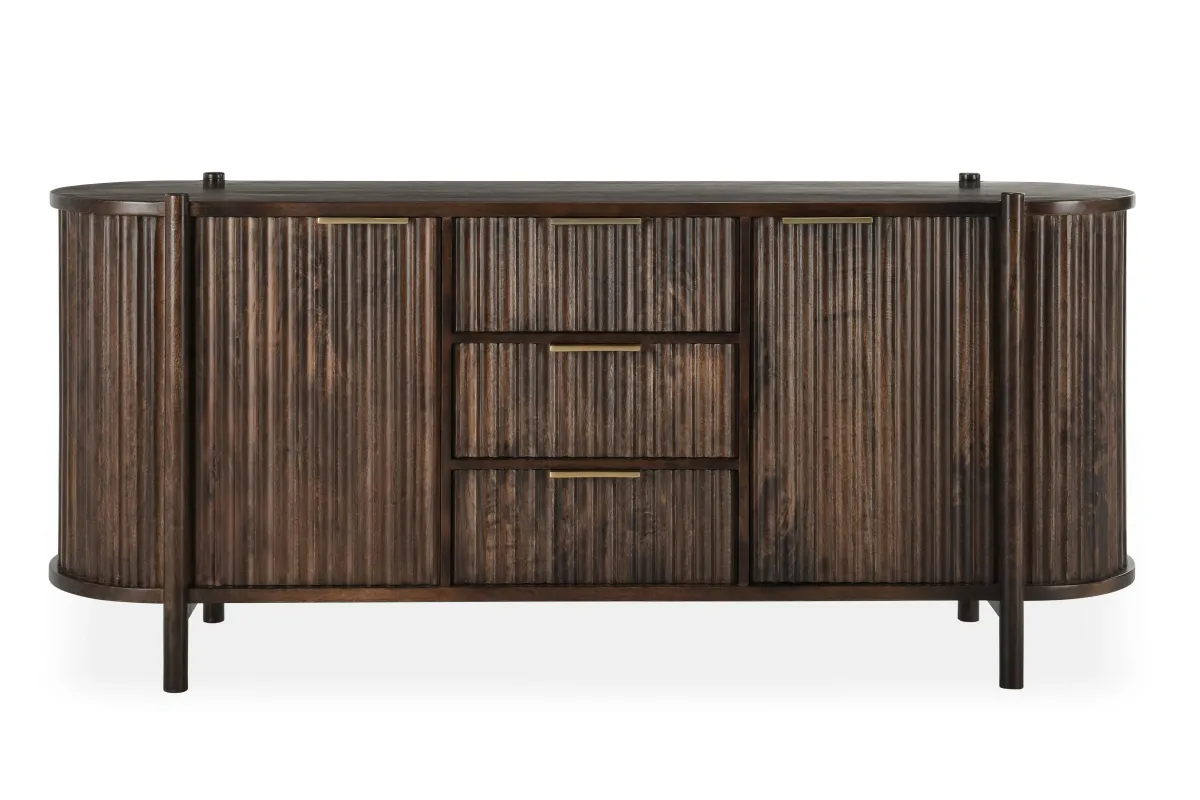 Redford 73" Mango Wood Mid-Century Modern Brown Buffet Sideboard