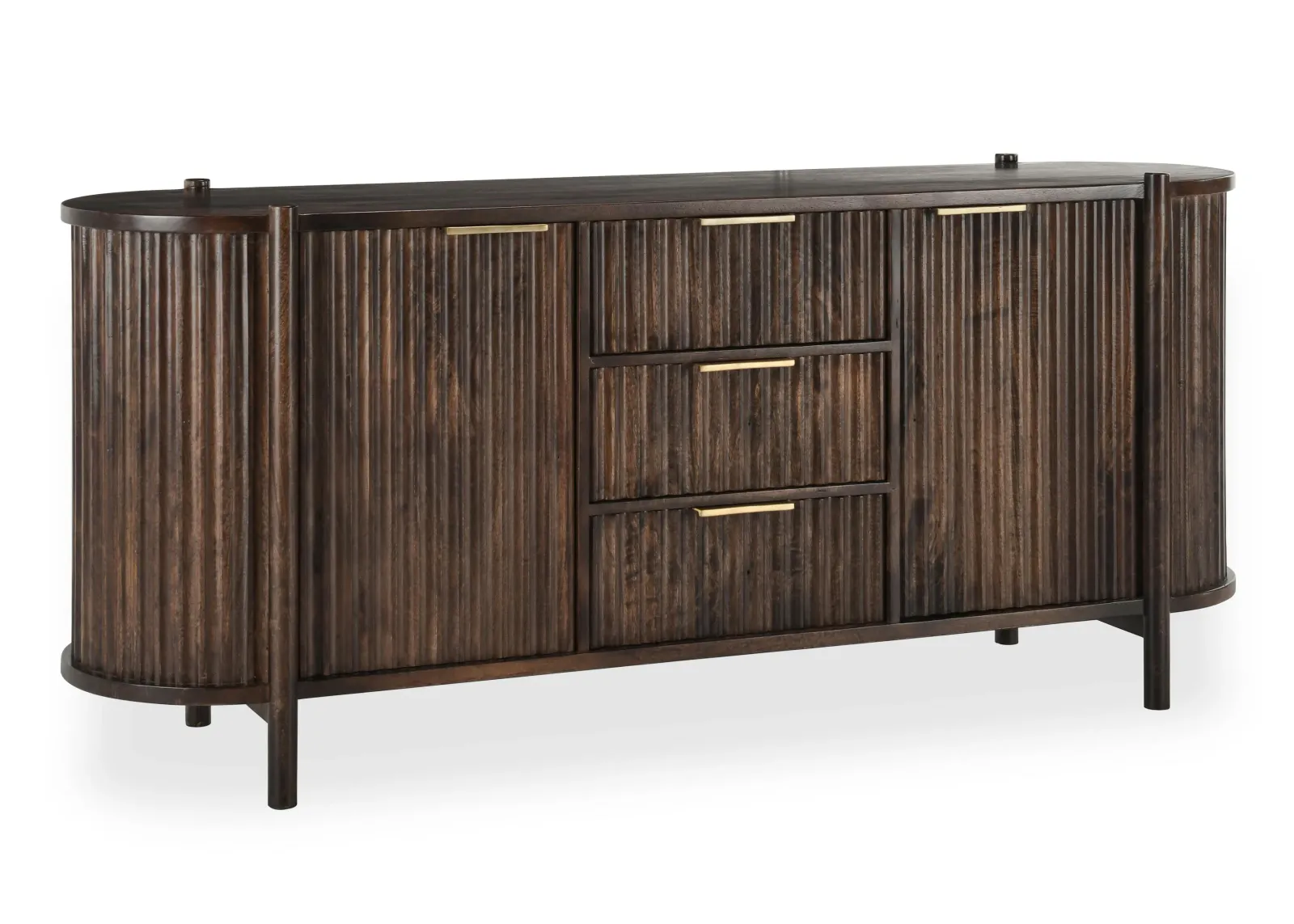 Redford 73" Mango Wood Mid-Century Modern Brown Buffet Sideboard