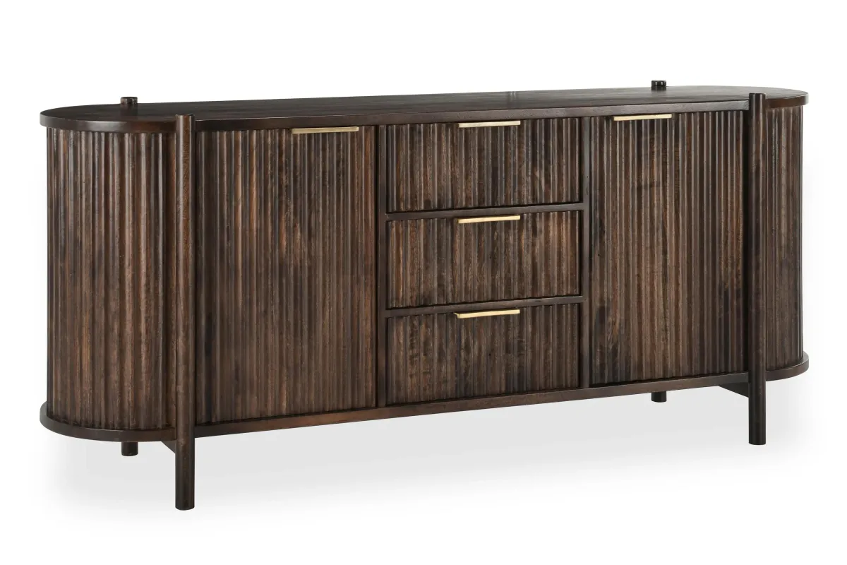 Redford 73" Mango Wood Mid-Century Modern Brown Buffet Sideboard