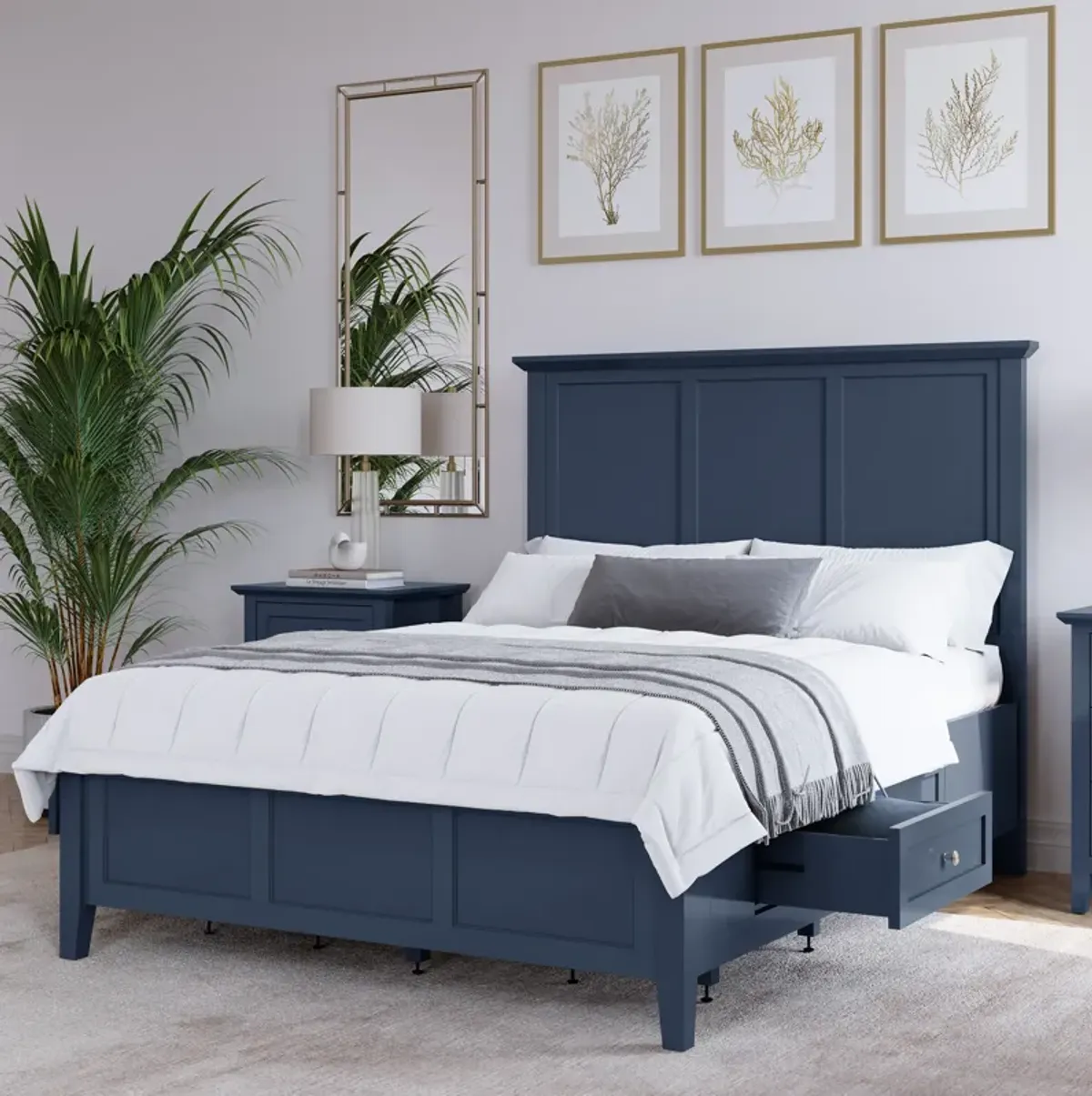 Grace Four Drawer Full-size Platform Storage Bed in Blueberry