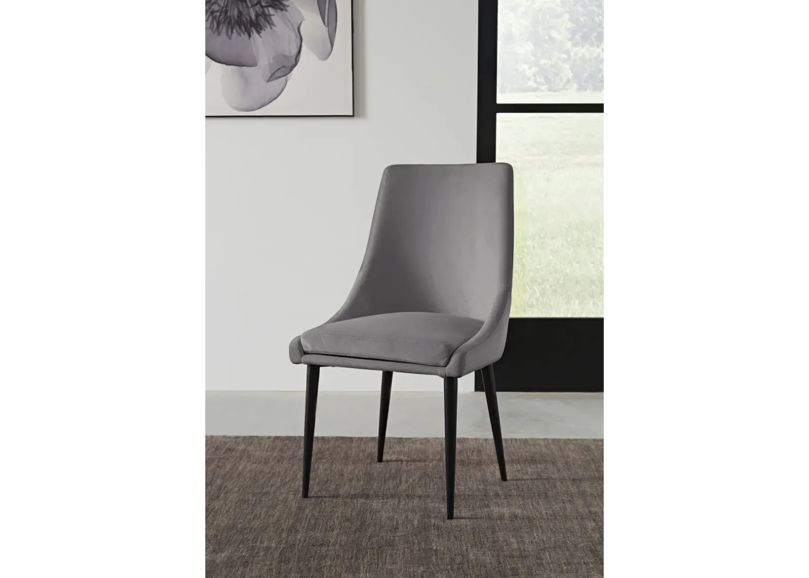 Winston Upholstered Metal Leg Dining Chair in Goose and Black