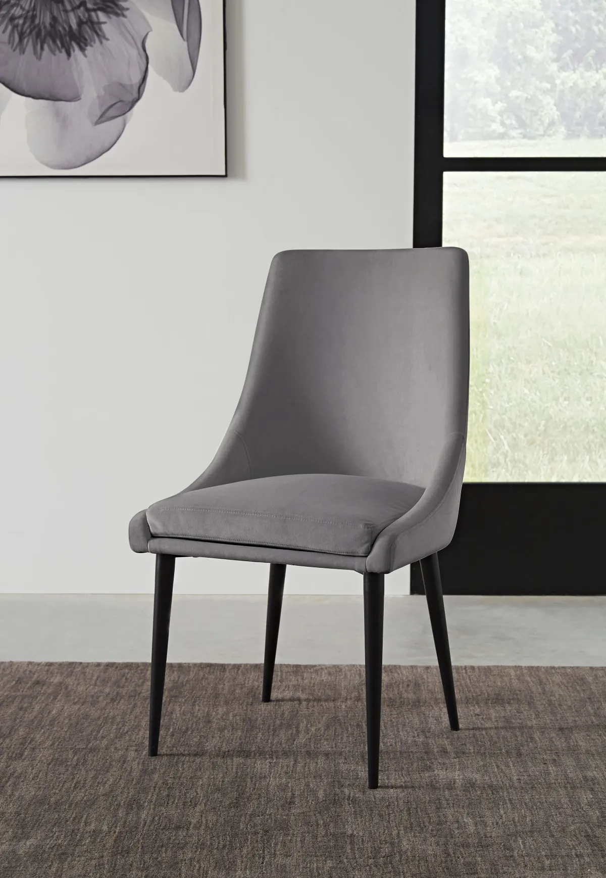 Winston Upholstered Metal Leg Dining Chair in Goose and Black