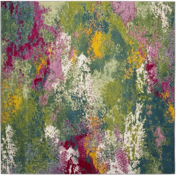 WATER COLOR 697 GREEN  3' x 3' Square Square Rug