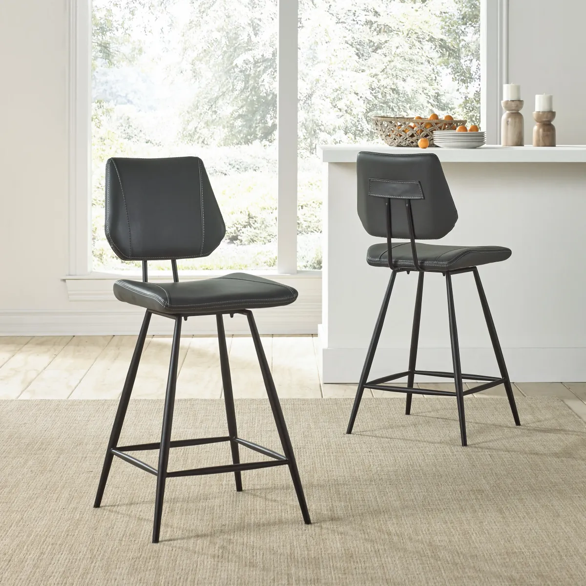 Vinson Modern Swivel Counter Stool in Cobalt