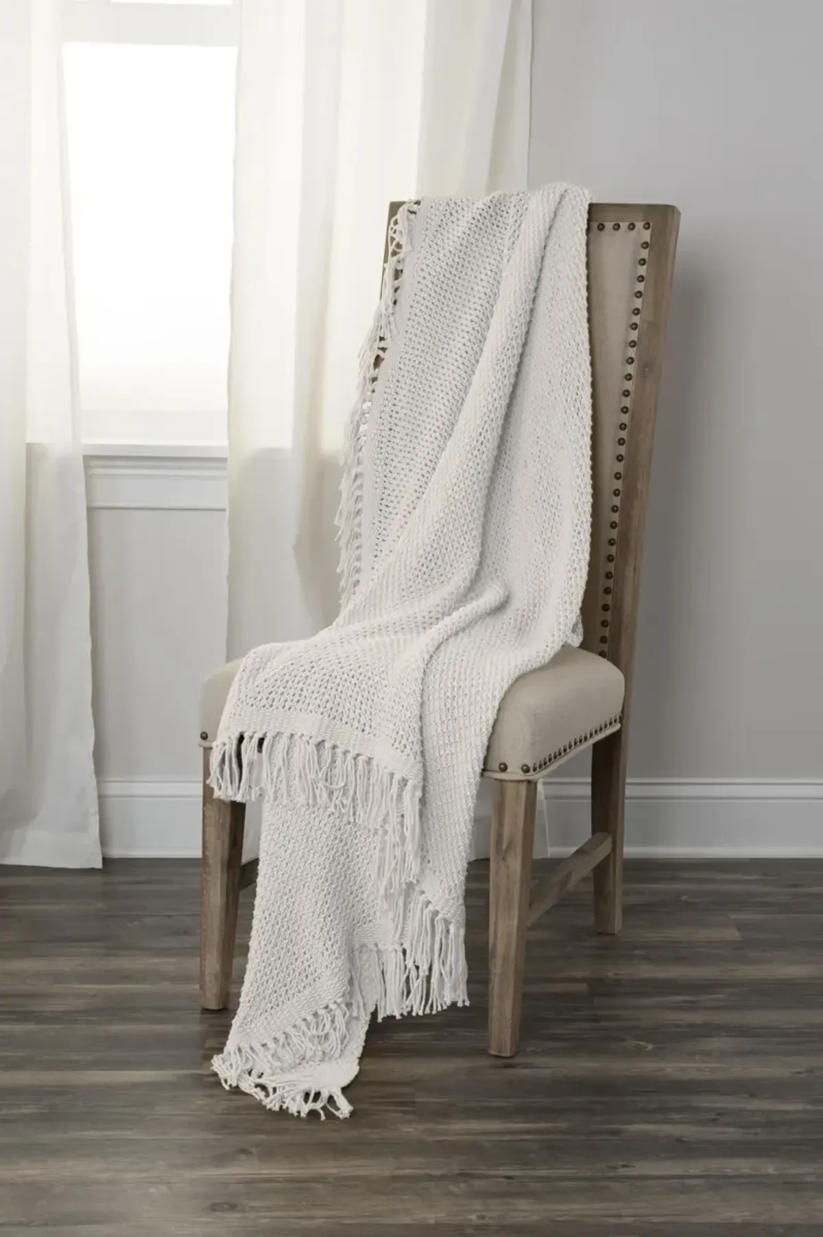 All Over Pattern Solid White Throw