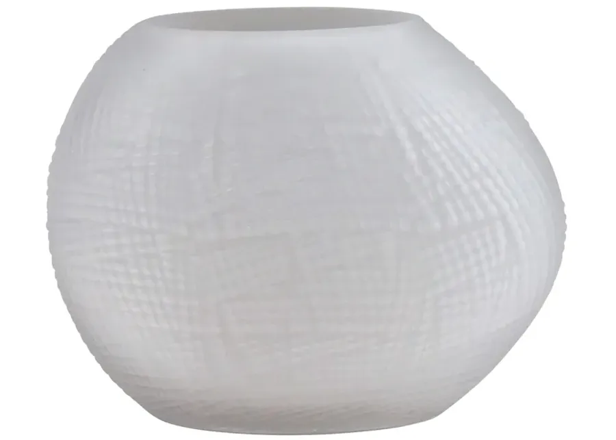 Glass 8"h Textured Vase, Frosted White