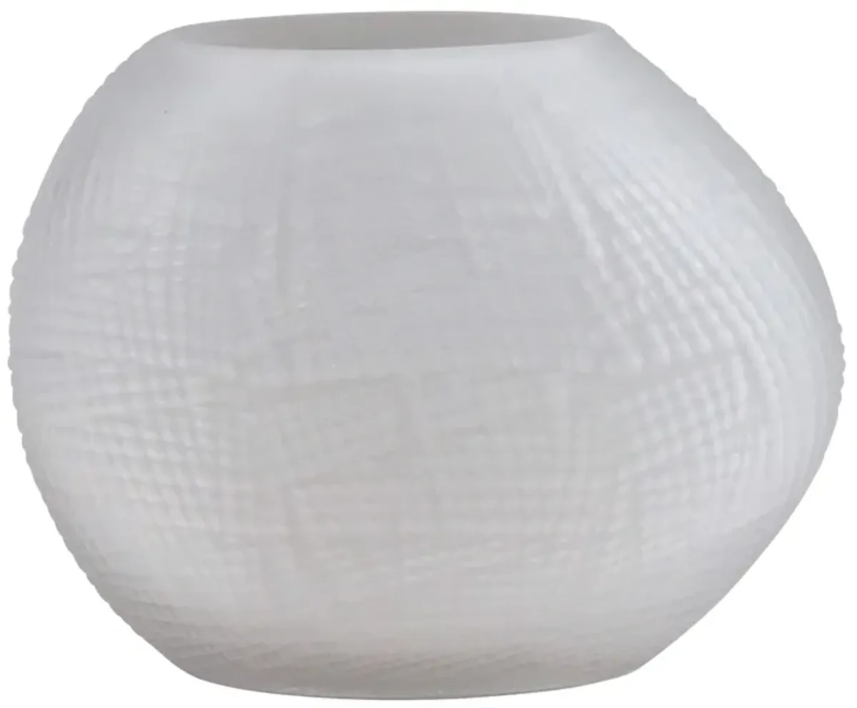 Glass 8"h Textured Vase, Frosted White