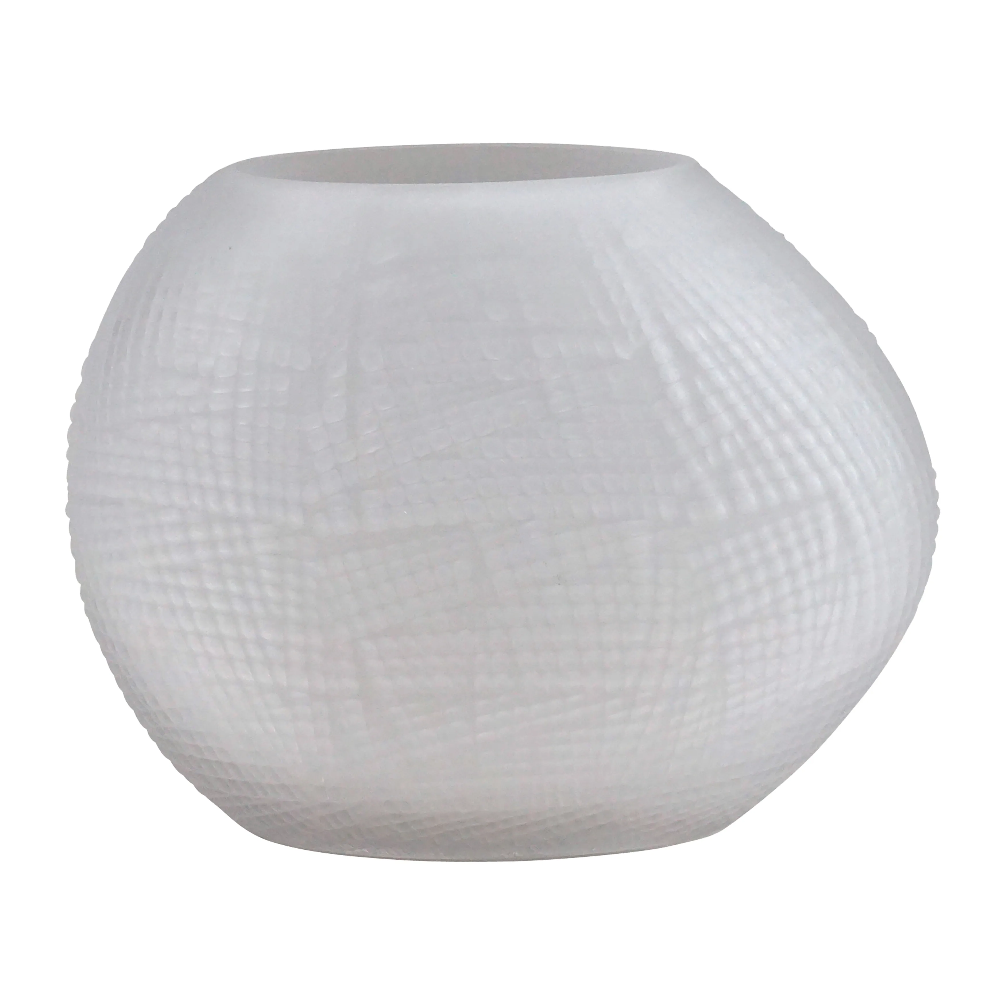 Glass 8"h Textured Vase, Frosted White