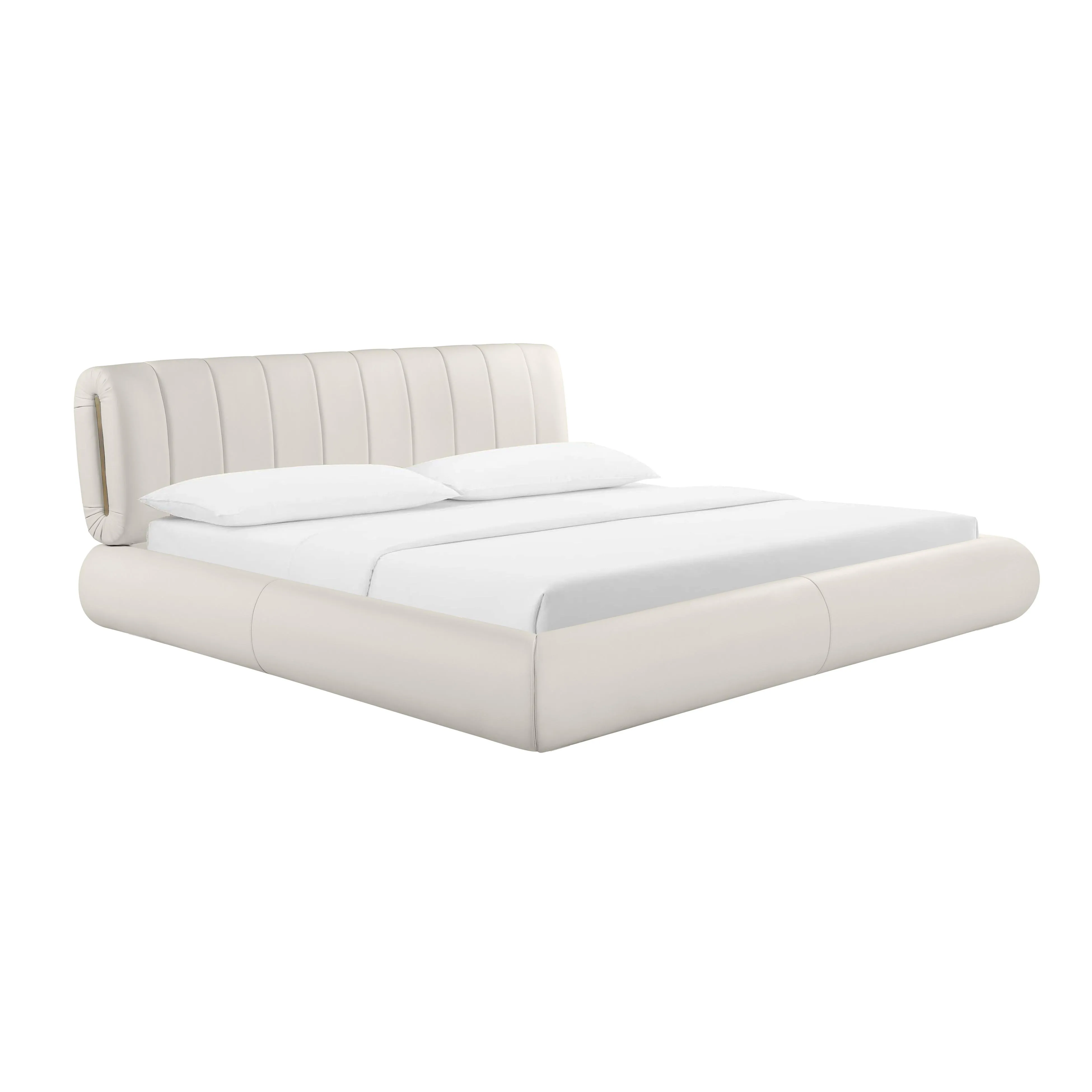 Karol Cream Vegan Leather Queen Bed