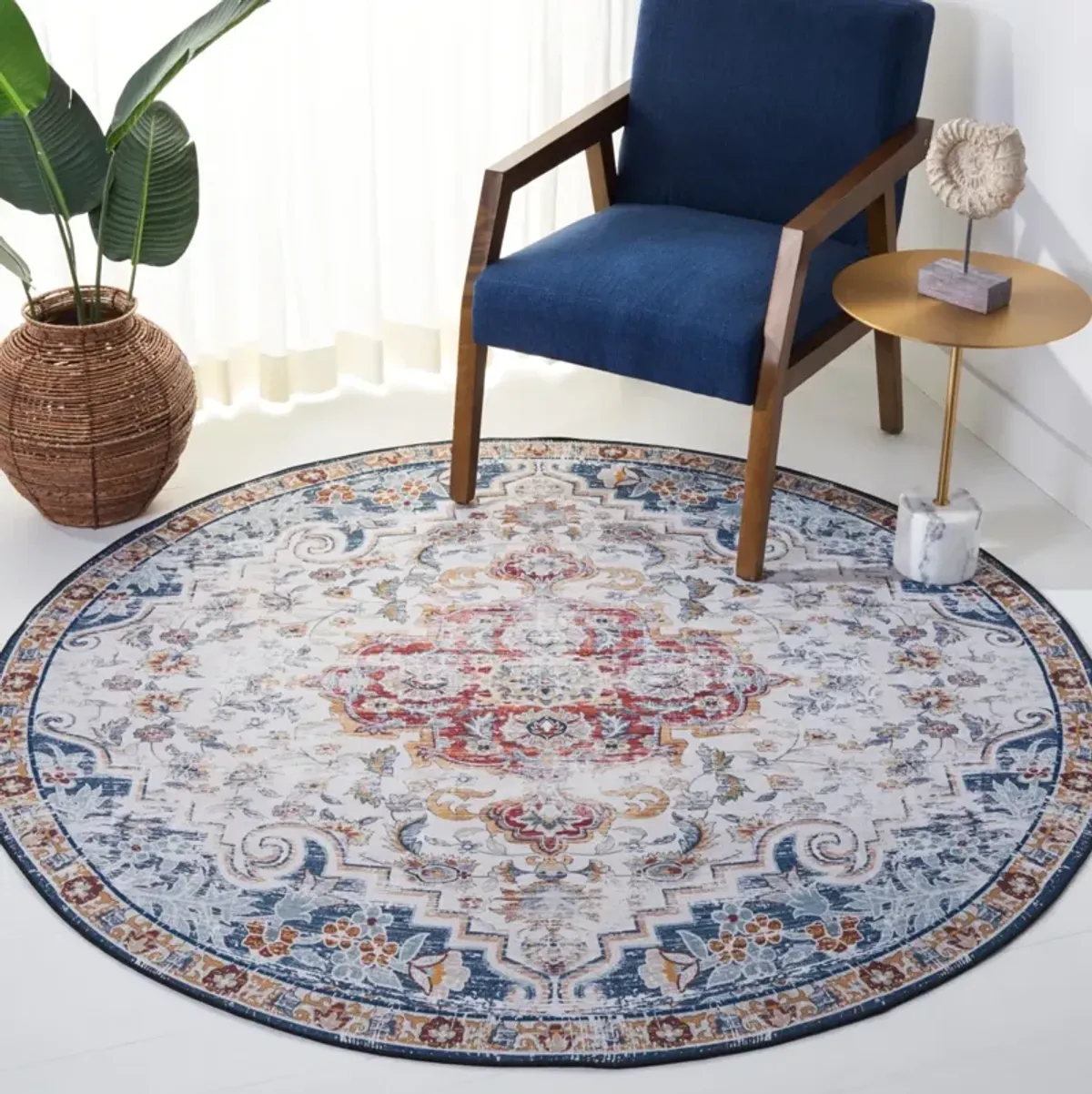 TUCSON 117 M/W S/R GREY  4' x 4' Round Round Rug