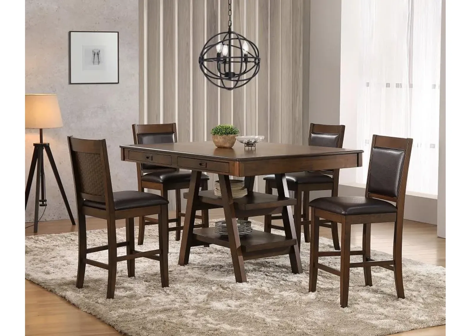 Dewey 5-piece Rectangular Dining Set Brown and Walnut