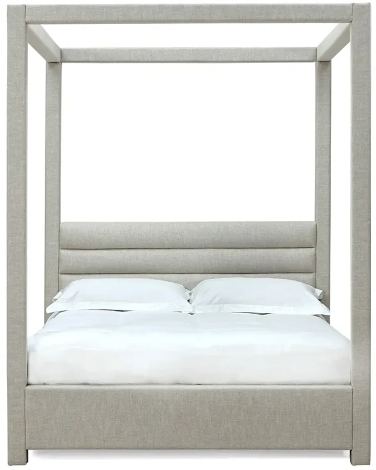 Rockford King-Size Upholstered Canopy Bed In Turtle Dove Linen