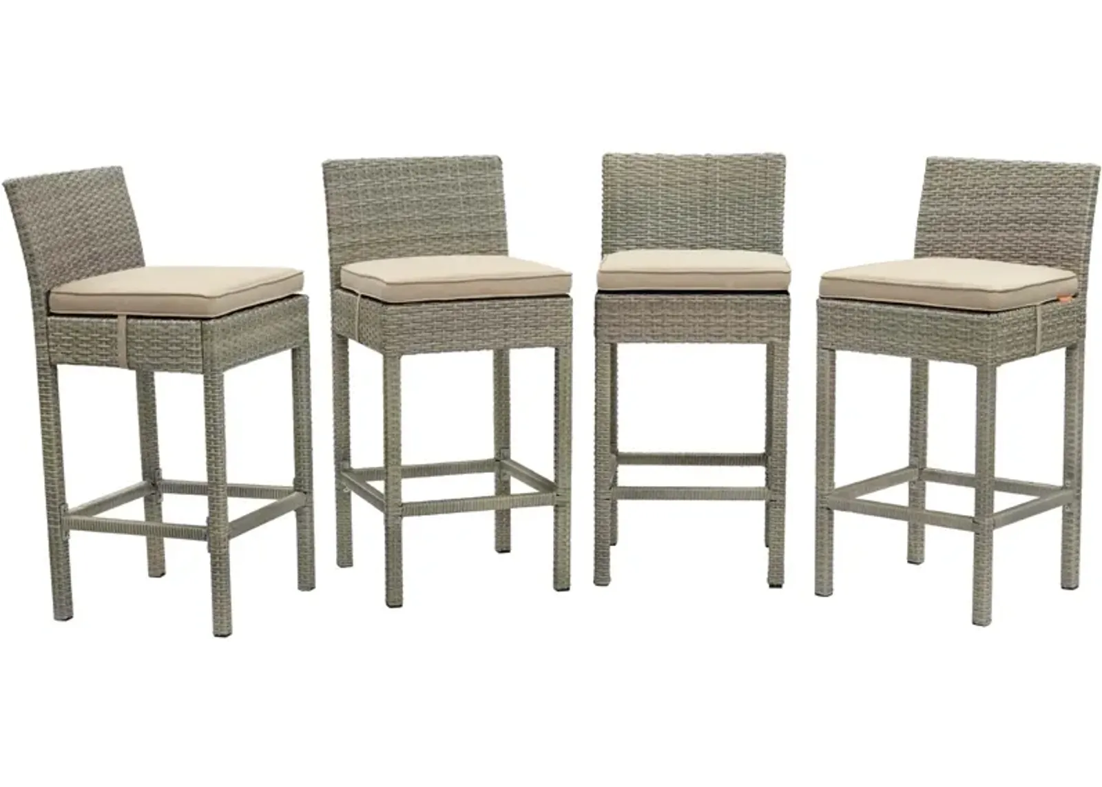 Conduit Bar Stool Outdoor Patio Wicker Rattan Set of 4