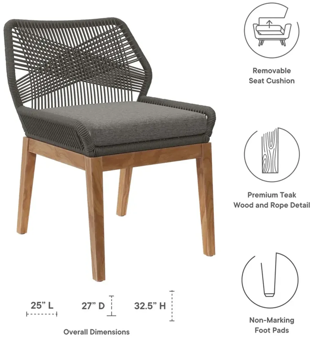 Wellspring 5-Piece Outdoor Patio Teak Wood Dining Set