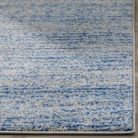 Adirondack Contemporary Blue / Silver 6' X 6' Round Powerloomed Rug