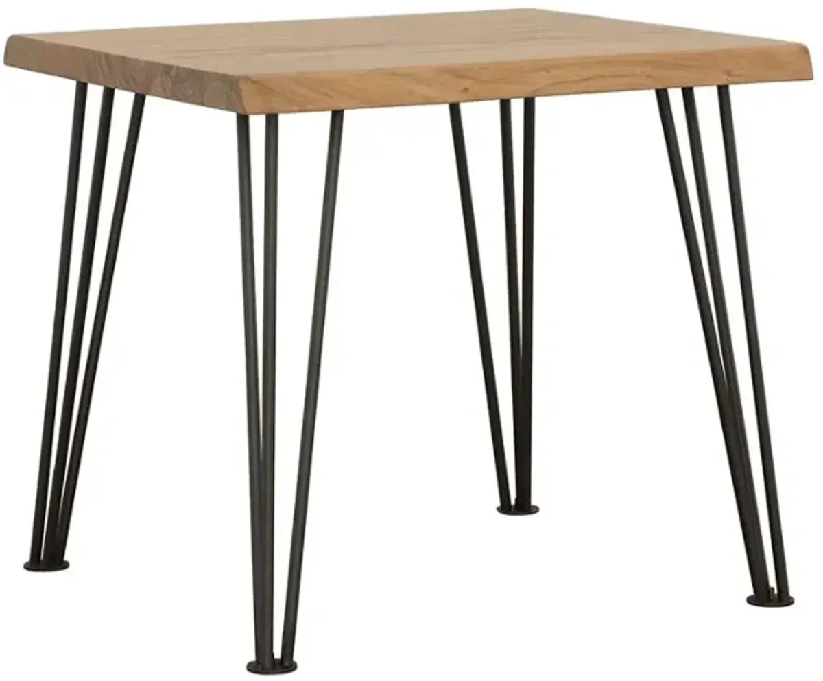 Taryn End Table with Hairpin Leg Natural And Matte Black