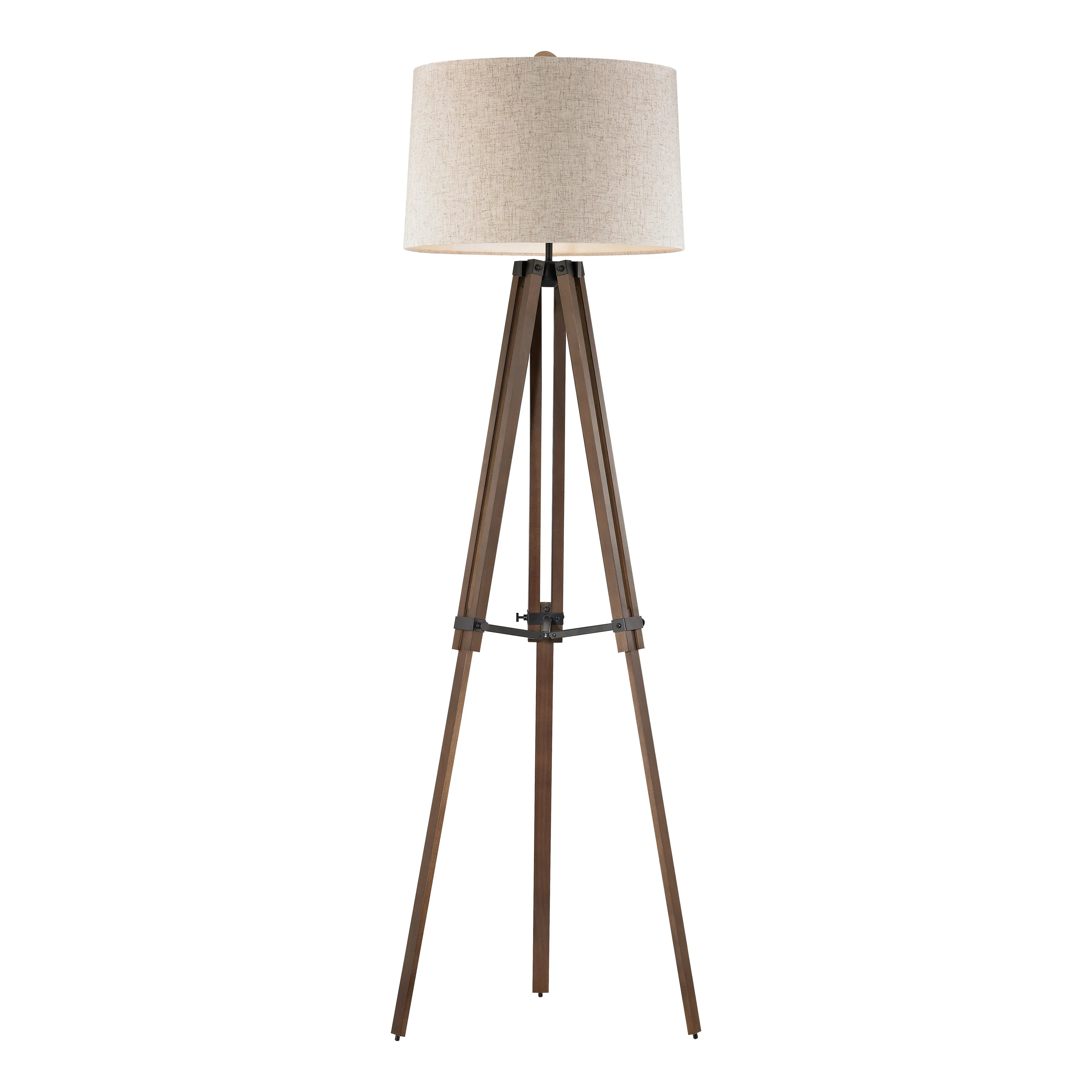 Wooden Brace 62" High 1-Light Floor Lamp - Black