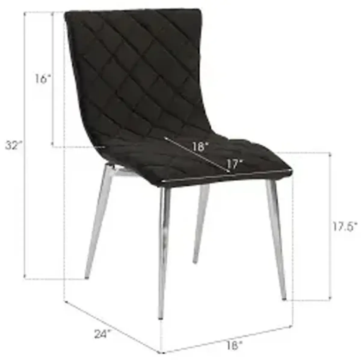 cayman dining chair, black, stainless steel legs