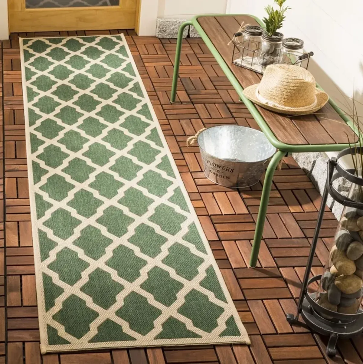 BEACH HOUSE 122 Green 2'-2' X 8' Runner Rug