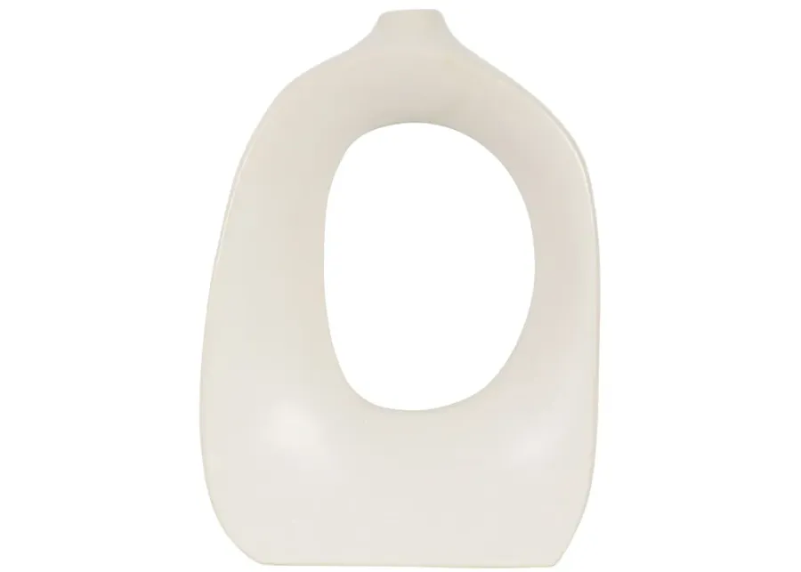 Stoneware 11" Curvy Cut-out Vase, Cotton