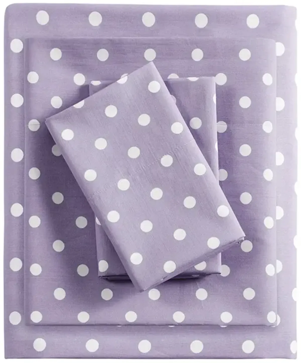 Mi Zone Polka Dot Purple Printed 100% Cotton Sheet Set