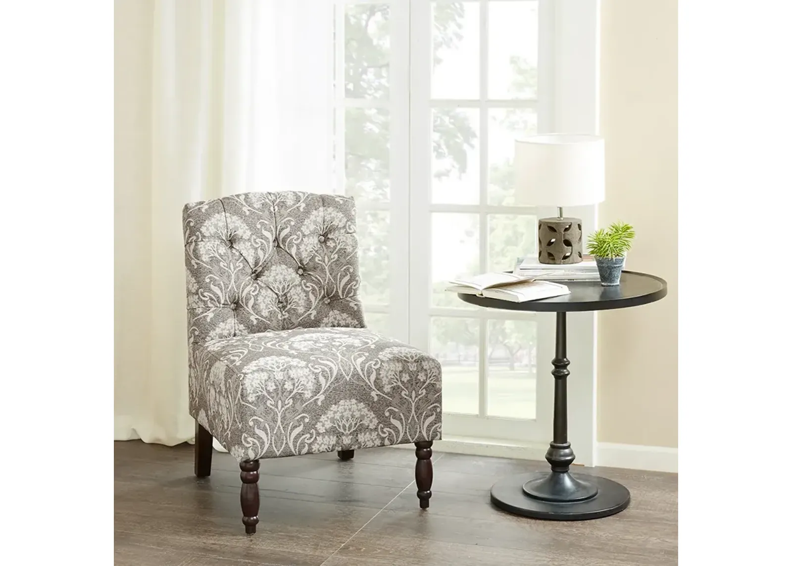 Madison Park Lola Taupe Tufted Armless Chair