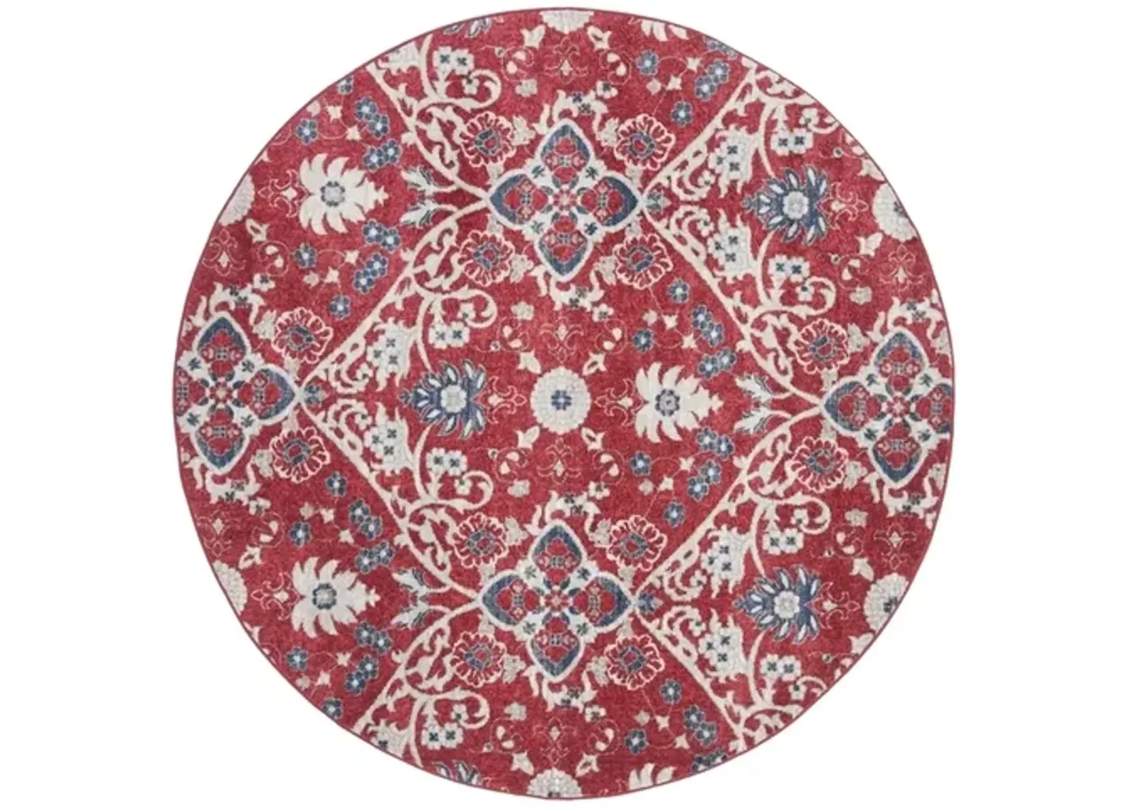 Brentwood 894 Red / Ivory 6'-7" X 6'-7" Round Round Powerloomed Rug