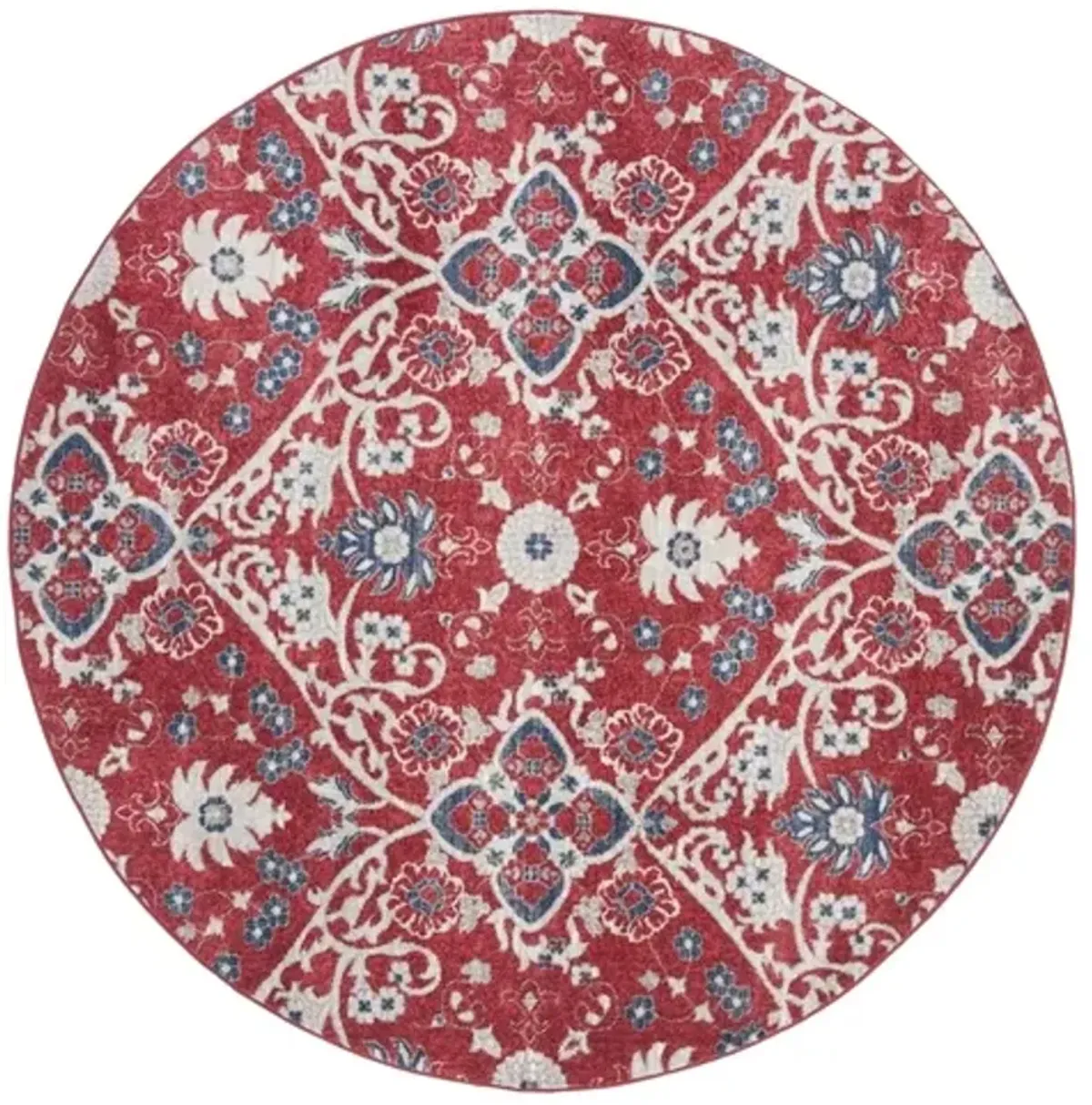 Brentwood 894 Red / Ivory 6'-7" X 6'-7" Round Round Powerloomed Rug