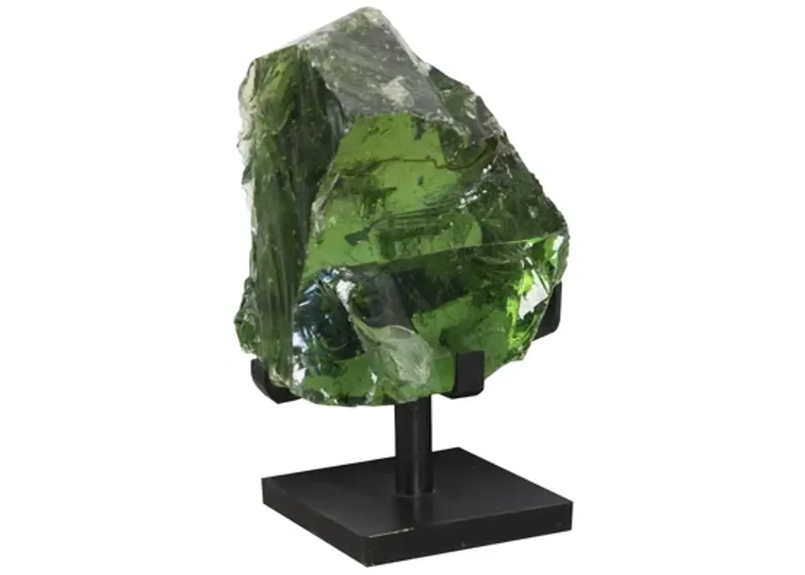 Refractory Glass Sculpture, Green, On Base