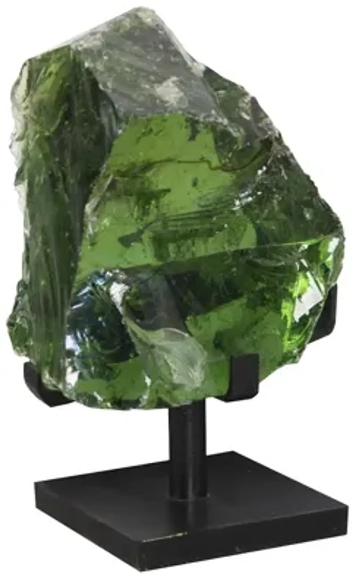 Refractory Glass Sculpture, Green, On Base