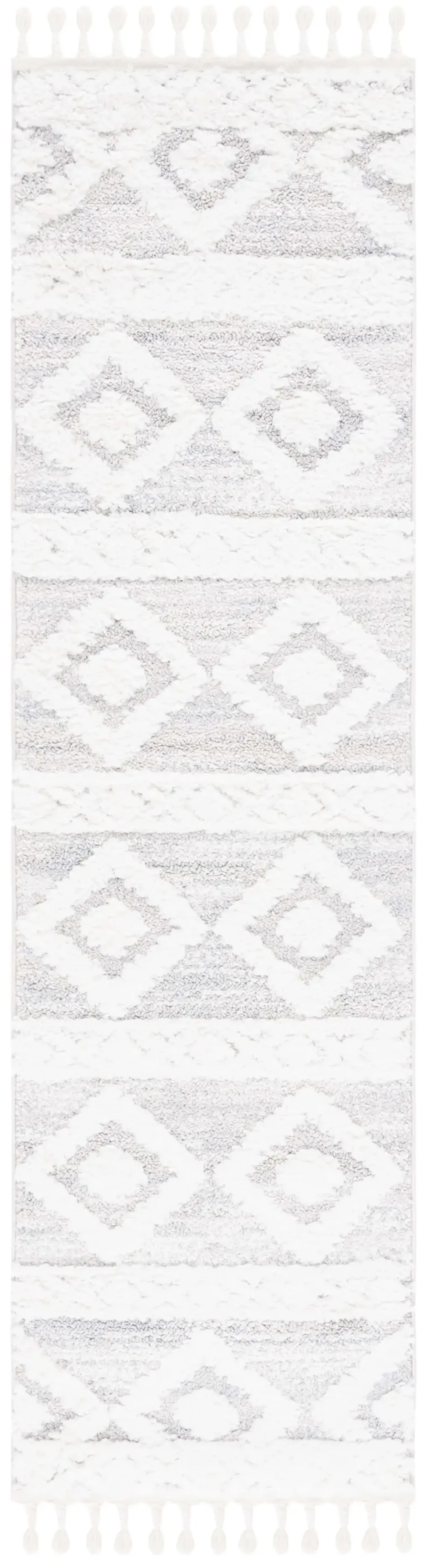 MOROCCAN TASSEL SHAG 640 IVORY  2'-3' x 6' Runner Rug