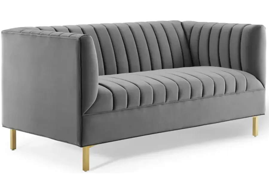 Shift Channel Tufted Performance Velvet Loveseat