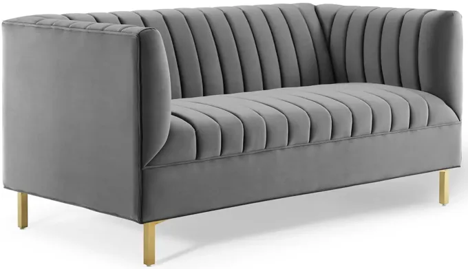 Shift Channel Tufted Performance Velvet Loveseat