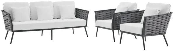 Stance 3 Piece Outdoor Patio Aluminum Sectional Sofa Set
