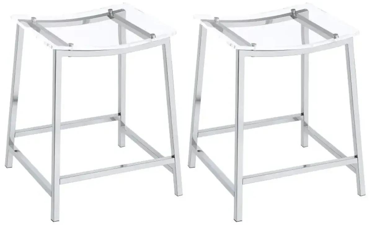 Jovani Acrylic Backless Counter Height Bar Stools Clear and Chrome (Set of 2)